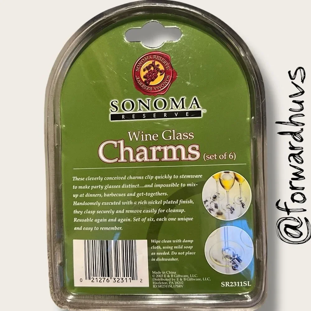 Sonoma Reserve 2003 Wine Glass Charms – Set of 6 – New Old Stock